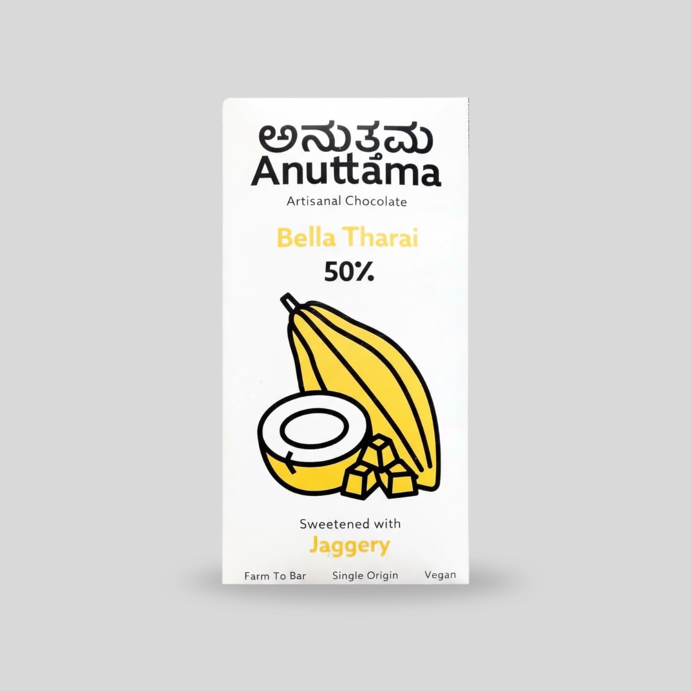 ANUTTAMA Dark Chocolate 50% Cocoa Combo of Bella Tharai (50g x 2) No Artificial Flavours & Colors| No Preservatives | Natural Chocolate Bar | Chocolate for Gift - EarthBased