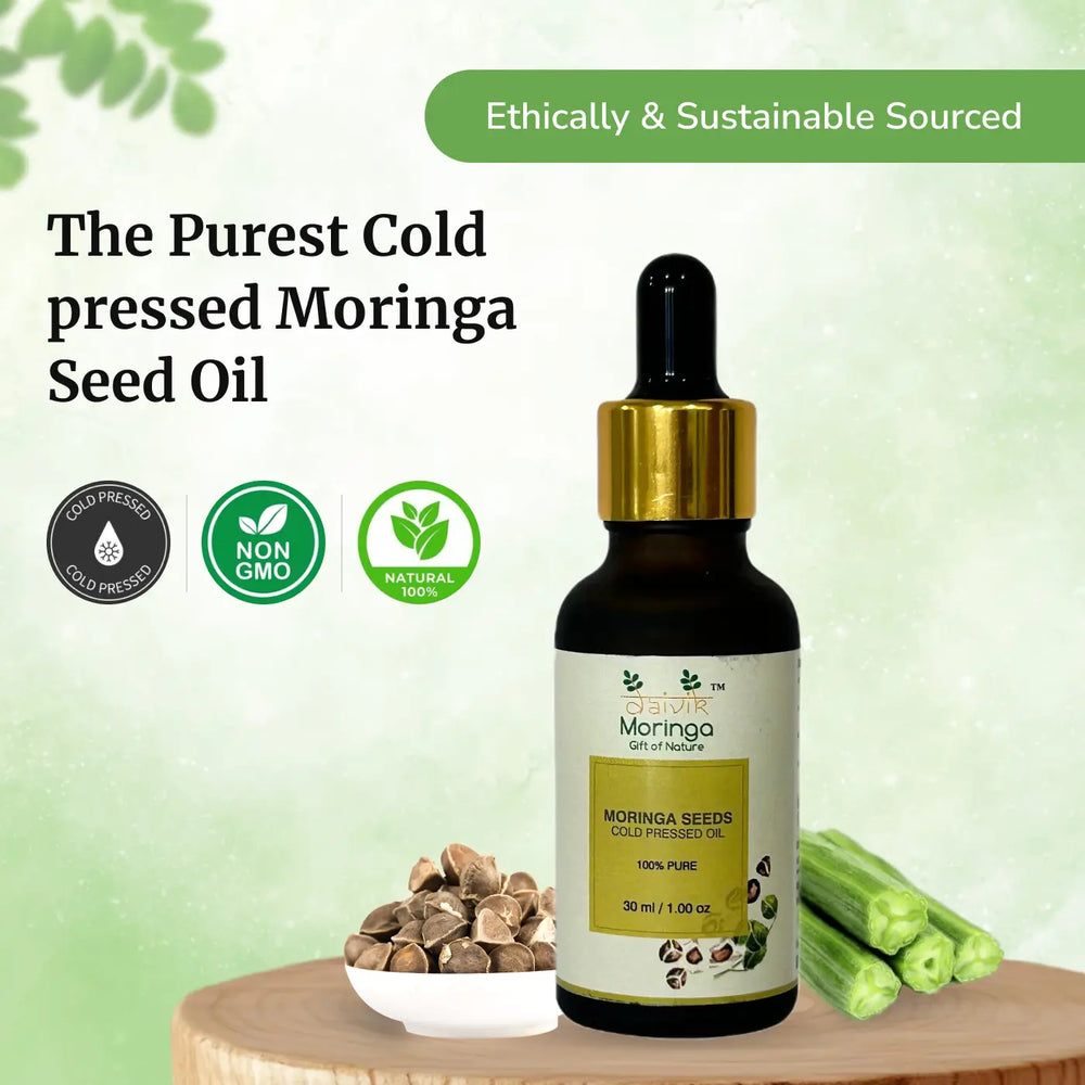 Daivik Moringa Seeds Cold Pressed Oil | 100% Natural | Hair Growth & Skin Care | 30 ml - EarthBased