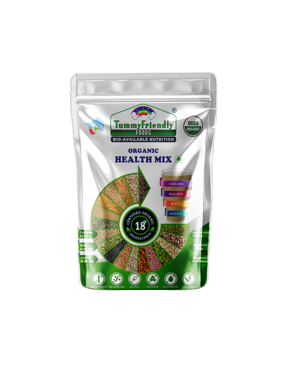 TummyFriendly Foods 100% Organic Health Mix for Kids and Adults. No Chemicals, No Pesticides, No GMO (Pack of 3) - EarthBased