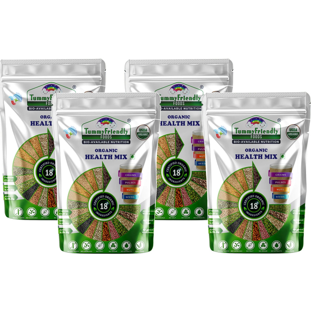 TummyFriendly Foods 100% Organic Health Mix for Kids and Adults. No Chemicals, No Pesticides, No GMO 3200 g (Pack of 4) - EarthBased