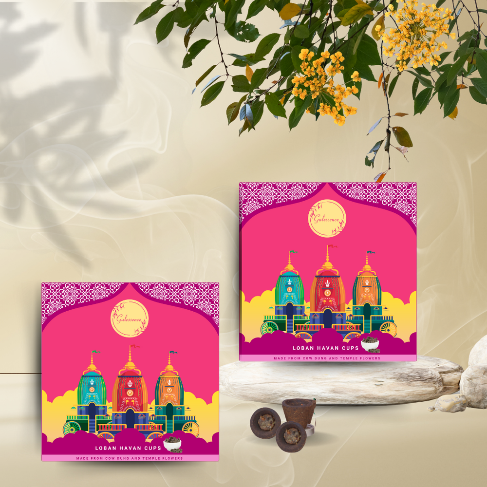 Loban Havan Cups | Made from Cow dung & Temple Flower |Gulessence - Gulessence