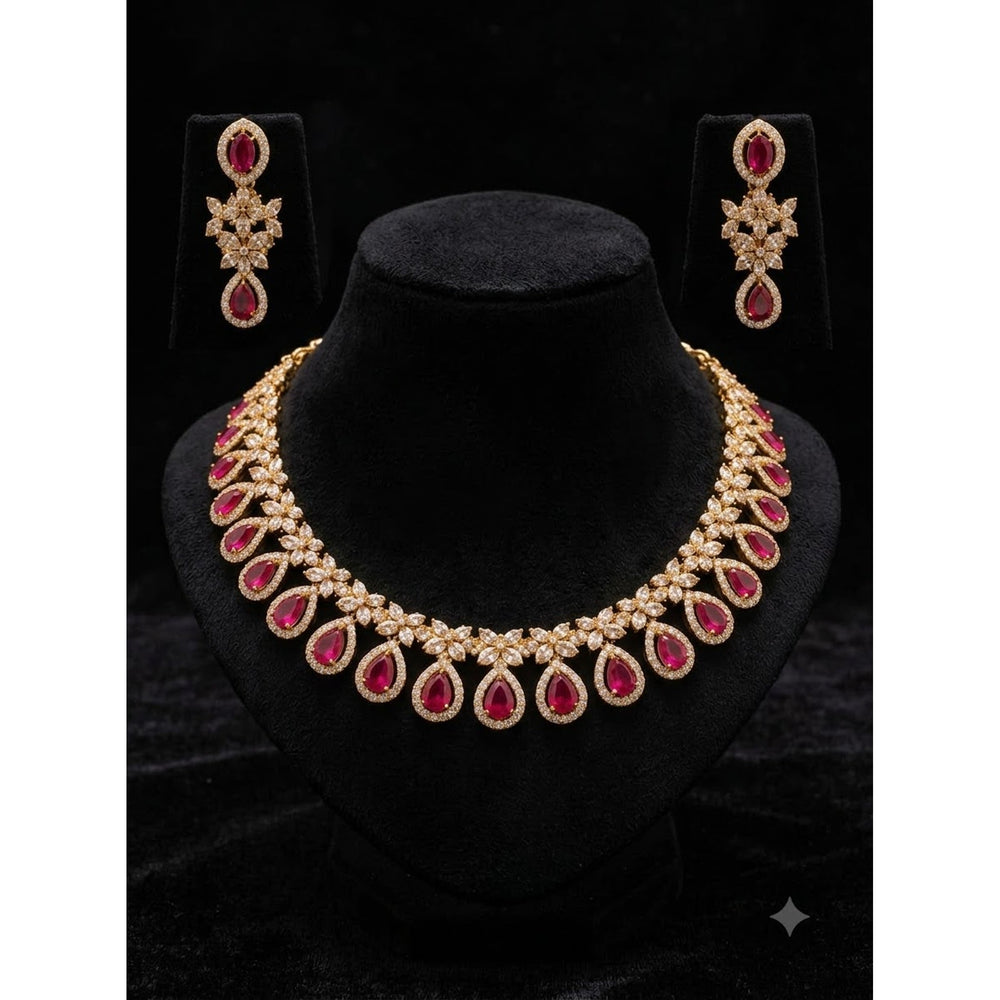 Ruby Teardrop Necklace Set - view 4