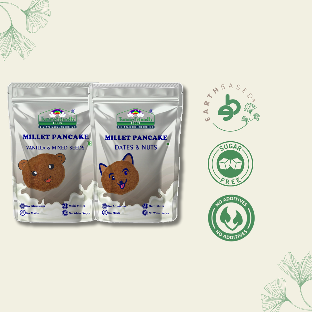 TummyFriendly Foods Millet Pancake Mix - Dates, Nuts, Seeds. HealthyBreakfast. 2 Packs 150g Each Cocoa Powder (2 x 150 g) - EarthBased