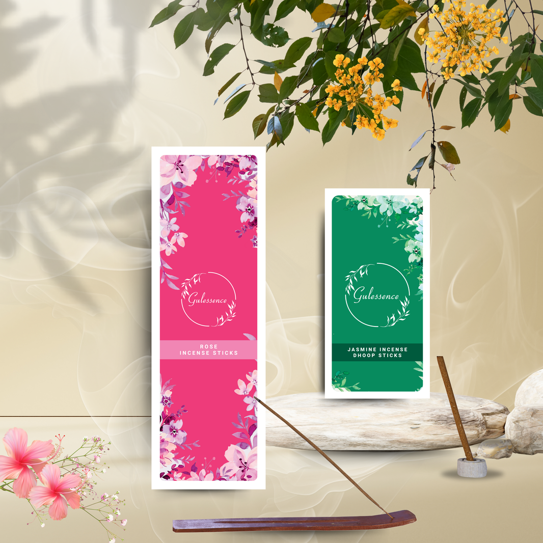 Rose Incense sticks & Jasmine Dhoop Sticks | Combo Boxes | Gulessence - Gulessence