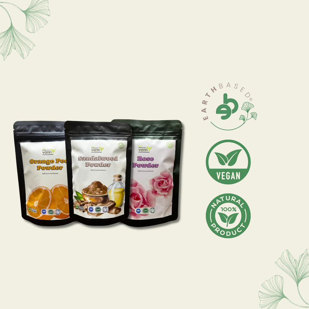 Eco vann Radiant Beauty Combo: Sandalwood, Orange Peel, and Rose Powder - EarthBased