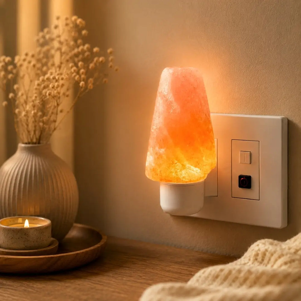 Compact natural rock shape Himalayan salt lamp by ONEarth – air purifying warm amber glow home decor