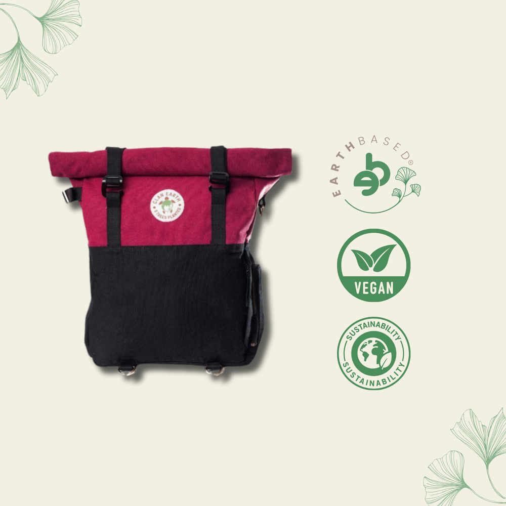 Clan Earth Pangolin Backpack- Cherry Red & Charcoal Black - EarthBased