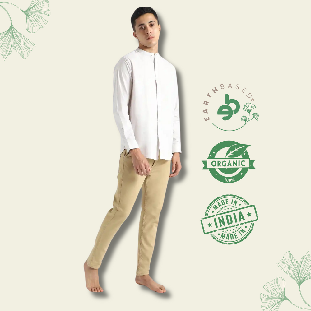 Organic Cotton & Naturally Dyed Mens Round Neck Ash Grey Shirt by Livbio - EarthBased