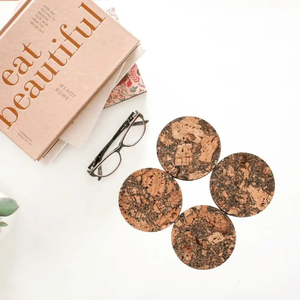 Quirky Cork Coasters Pack of 6 - Green - EarthBased