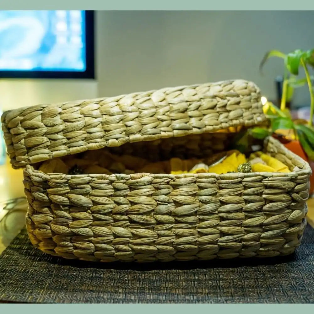 Basket With Lid - Water Reed (Kauna Grass) - EarthBased