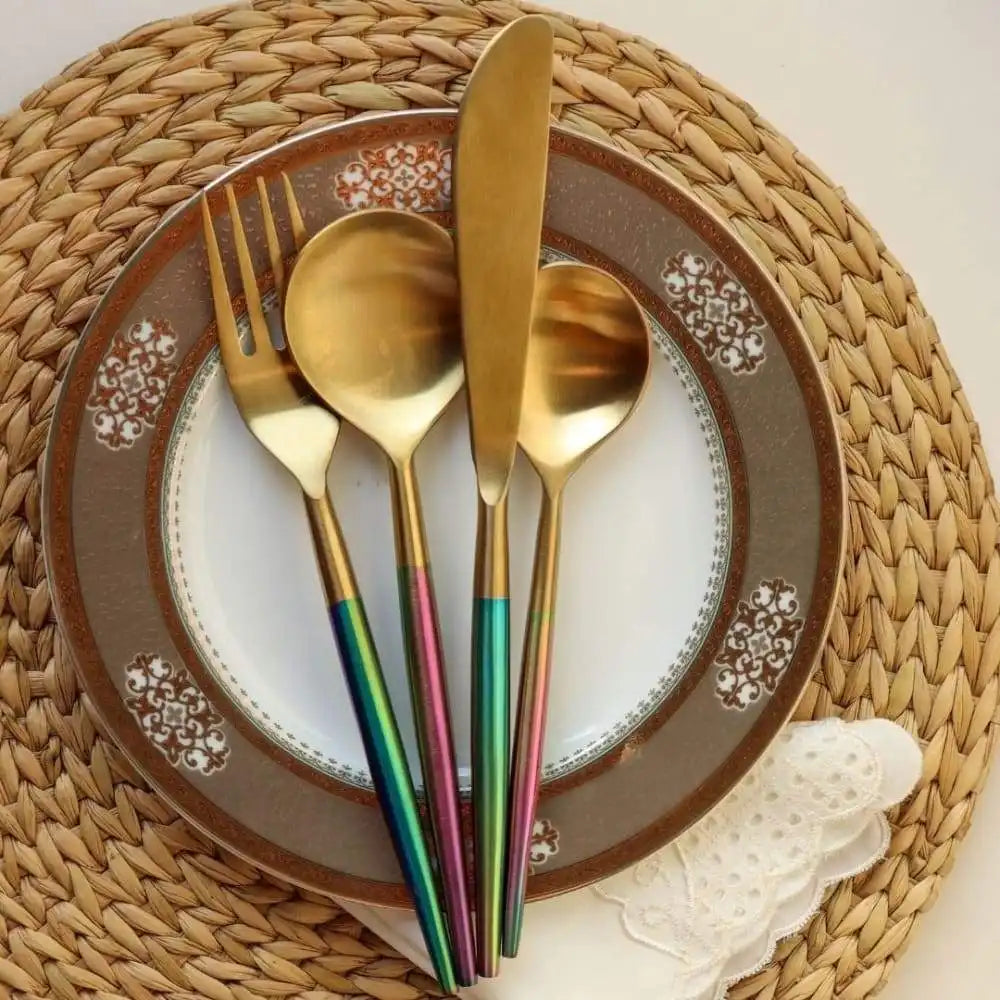 Rainbow Steel Cutlery Set - Handle - EarthBased