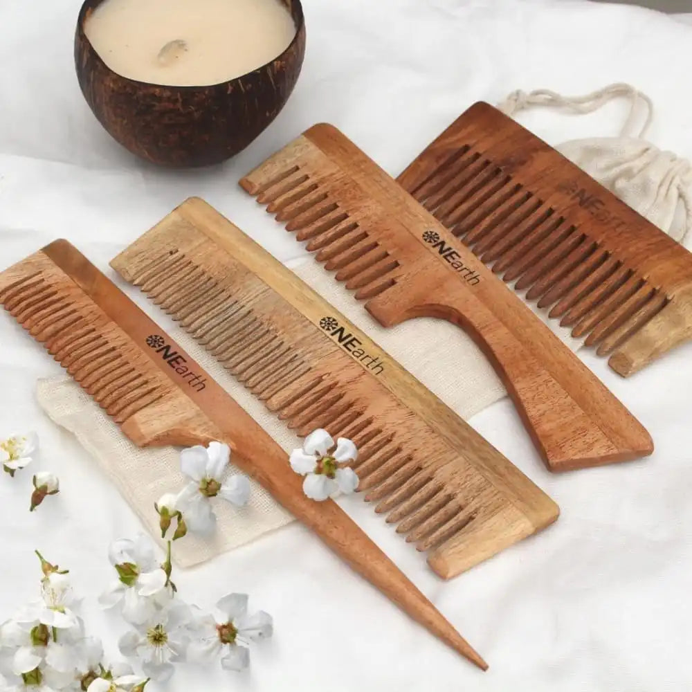 Organic Neem Wood Combs - Pack of 4 - EarthBased