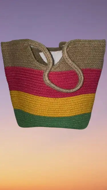 Colourfull Jute Tote Bag - EarthBased