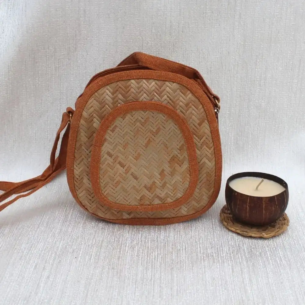Oval Shital Pati & Jute Sling Bag - EarthBased