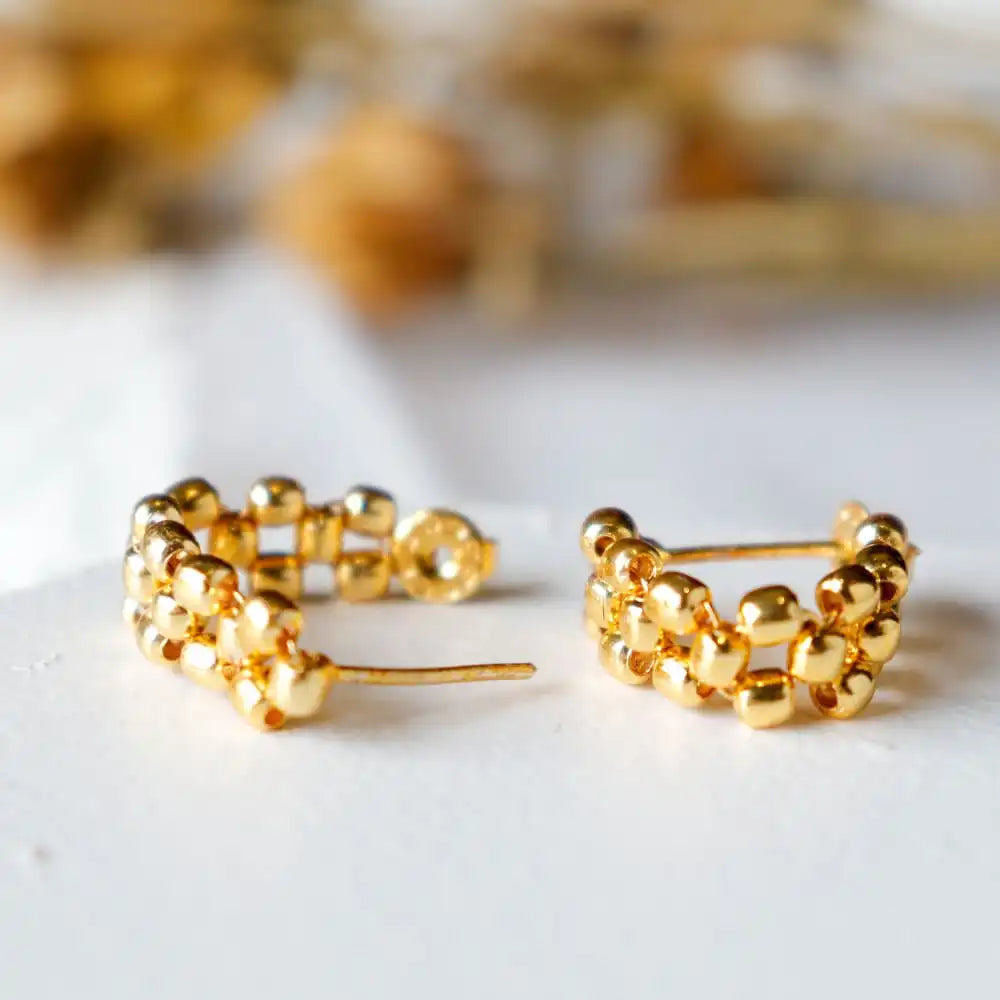 Strips - Gold Plated Brass Metal Earrings - EarthBased