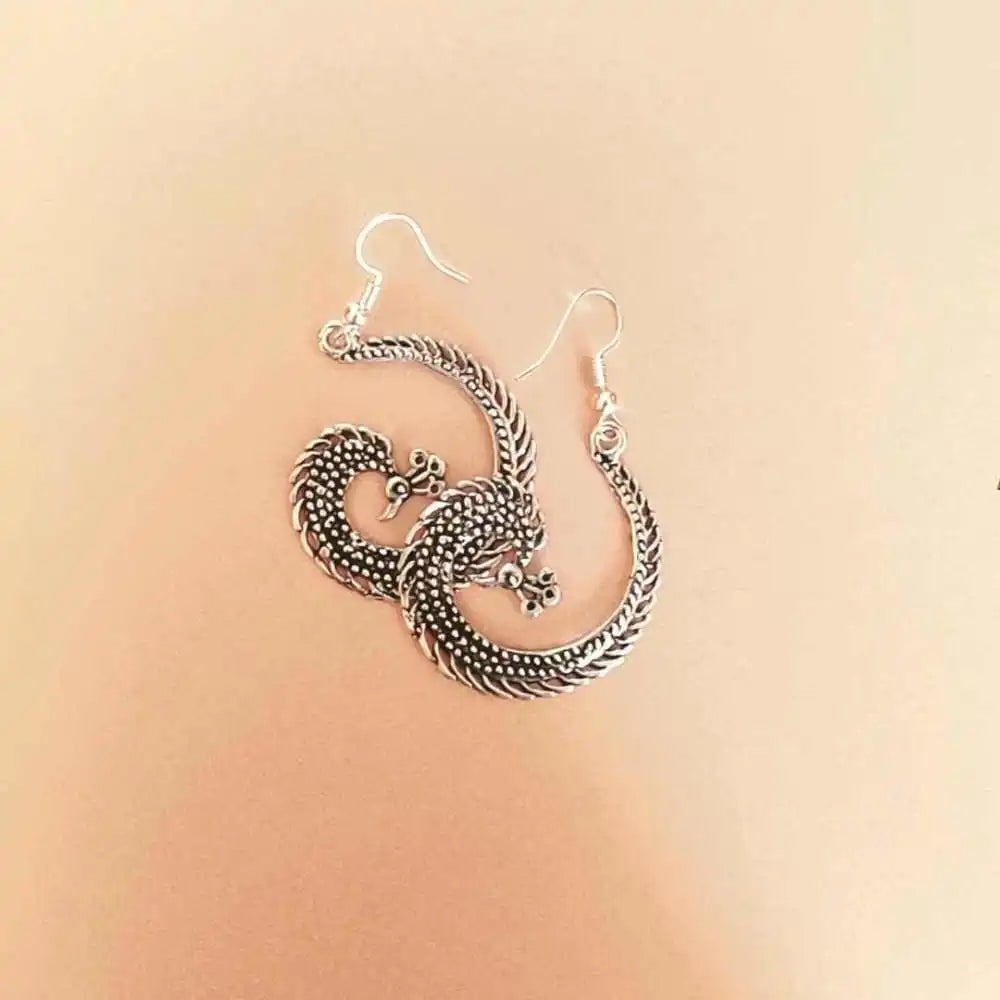 Antique Peacock Metal Earrings - EarthBased