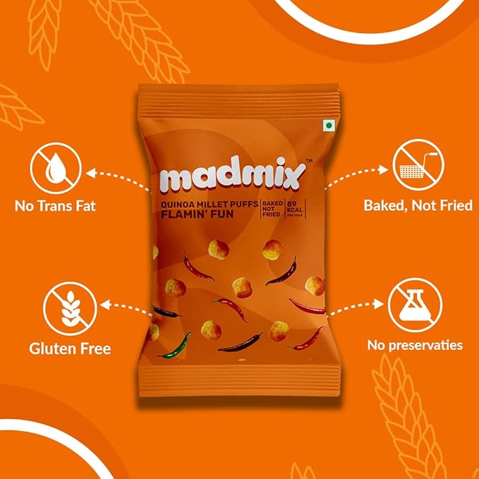 Quinoa Millet Puffs Flamin Fun Pack of 10 - EarthBased