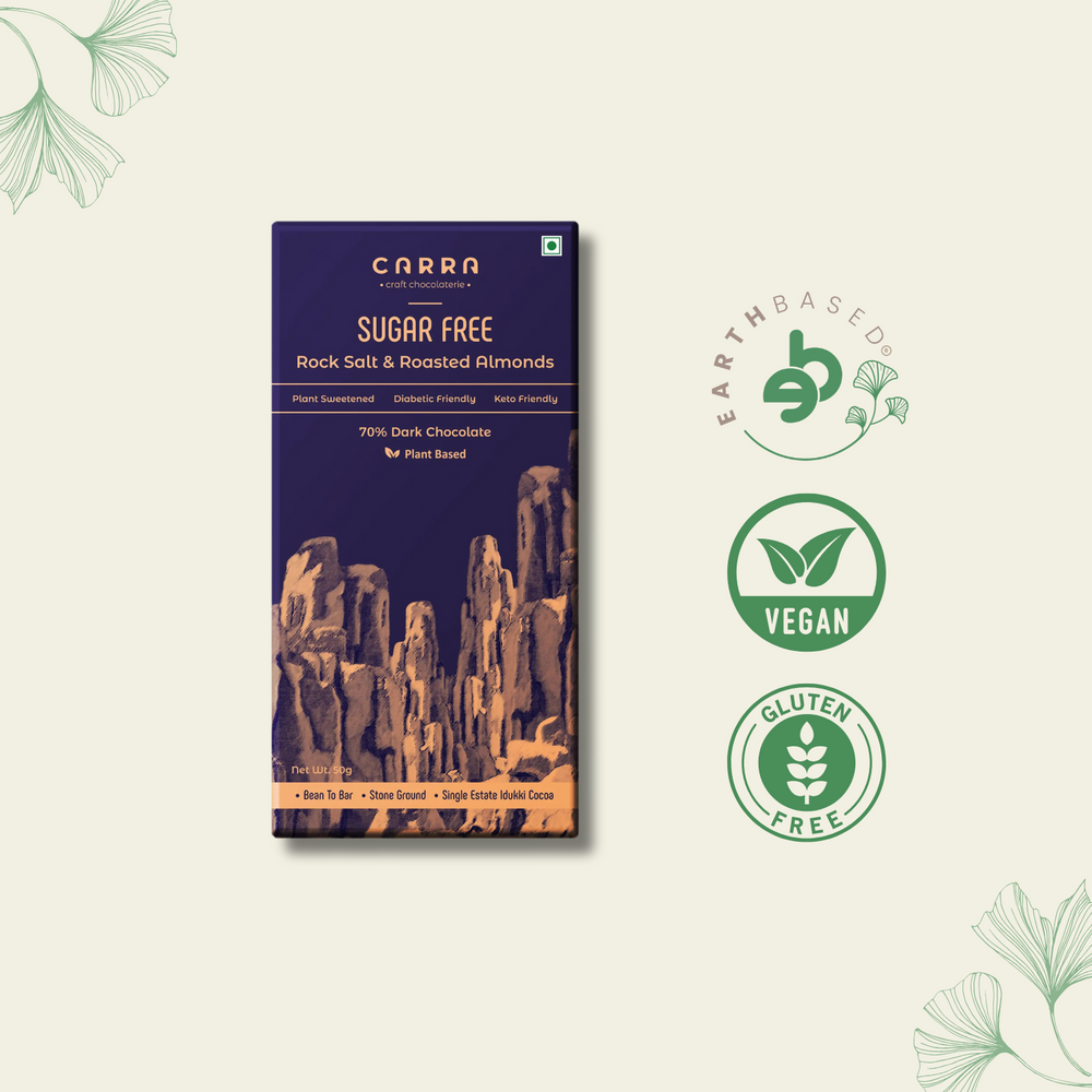 CARRA Rock Salt & Roasted Almonds in 70% Dark Chocolate 50G - EarthBased
