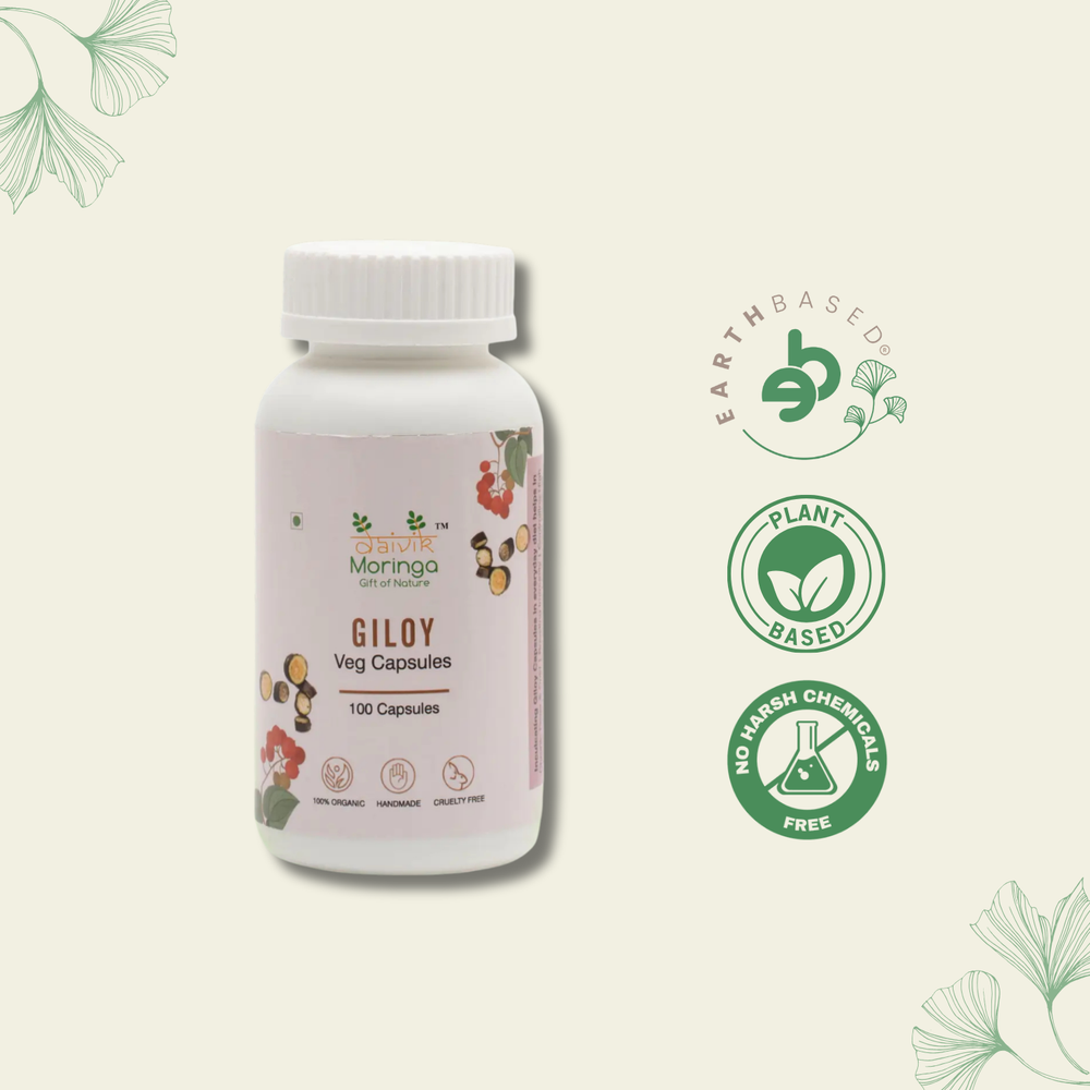 Daivik Moringa Giloy Veg Capsules | 100% Natural | Immunity Booster | 100 Caps Each - EarthBased