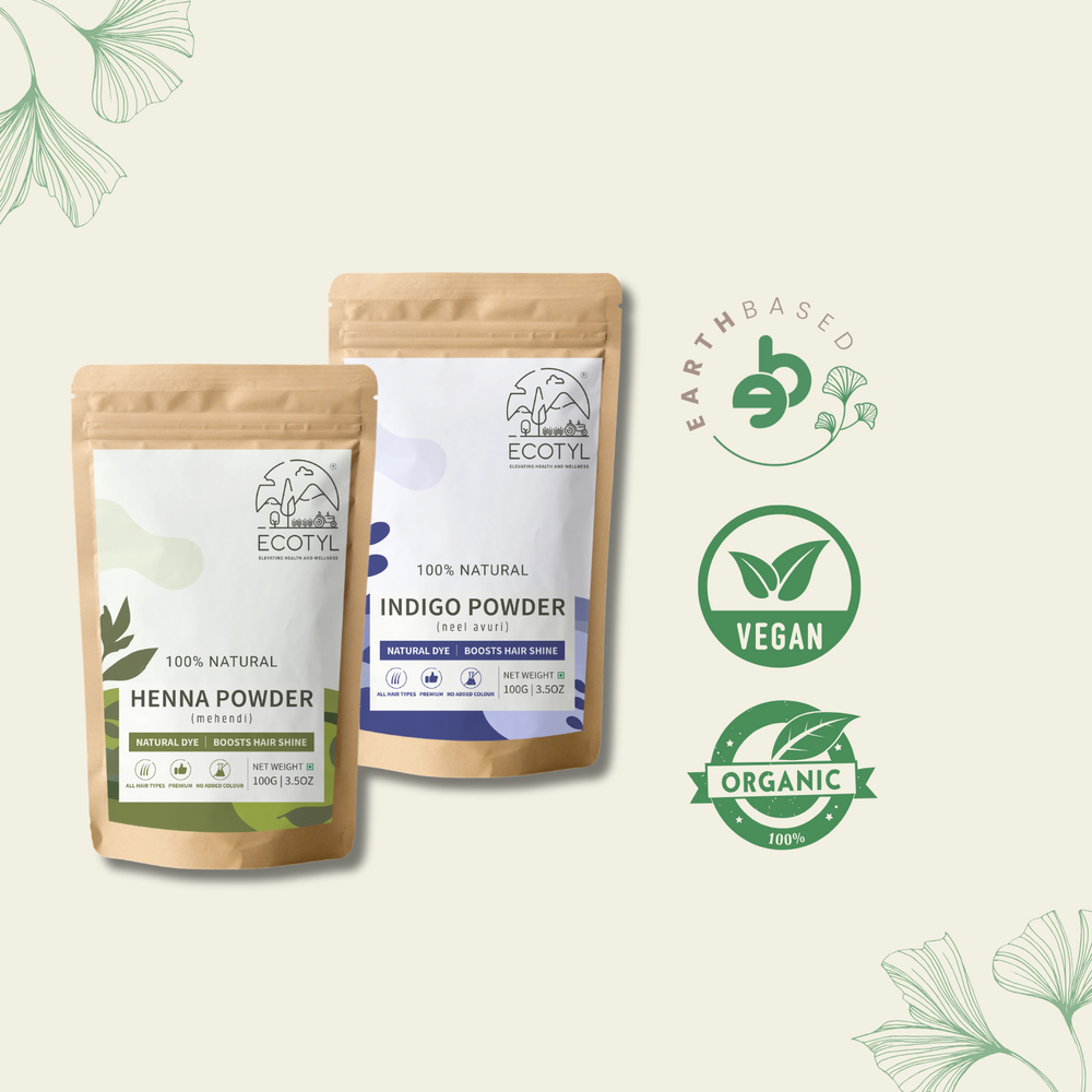 Ecotyl Hair Colour Combo - Henna Powder and Indigo Powder - EarthBased