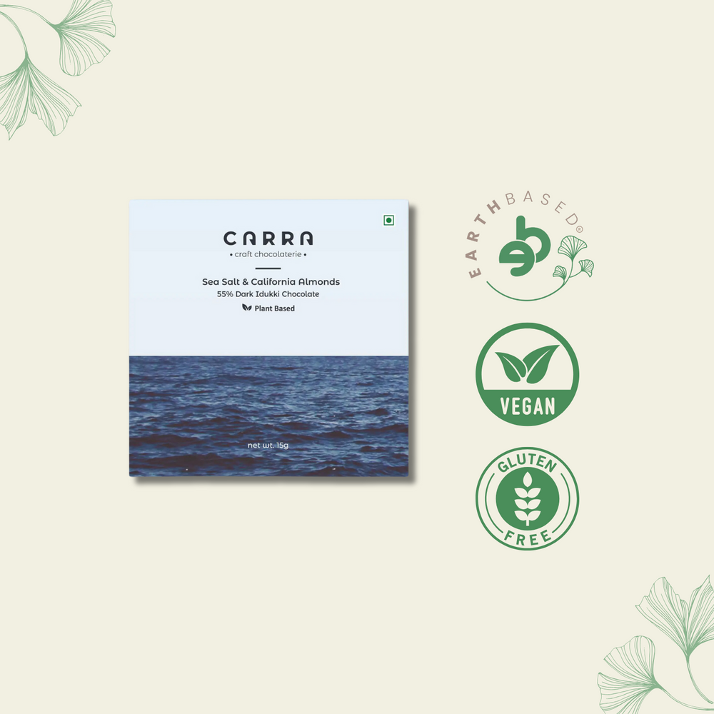CARRA Sea Salt & California Almonds in 55% Dark Chocolate 15G - EarthBased