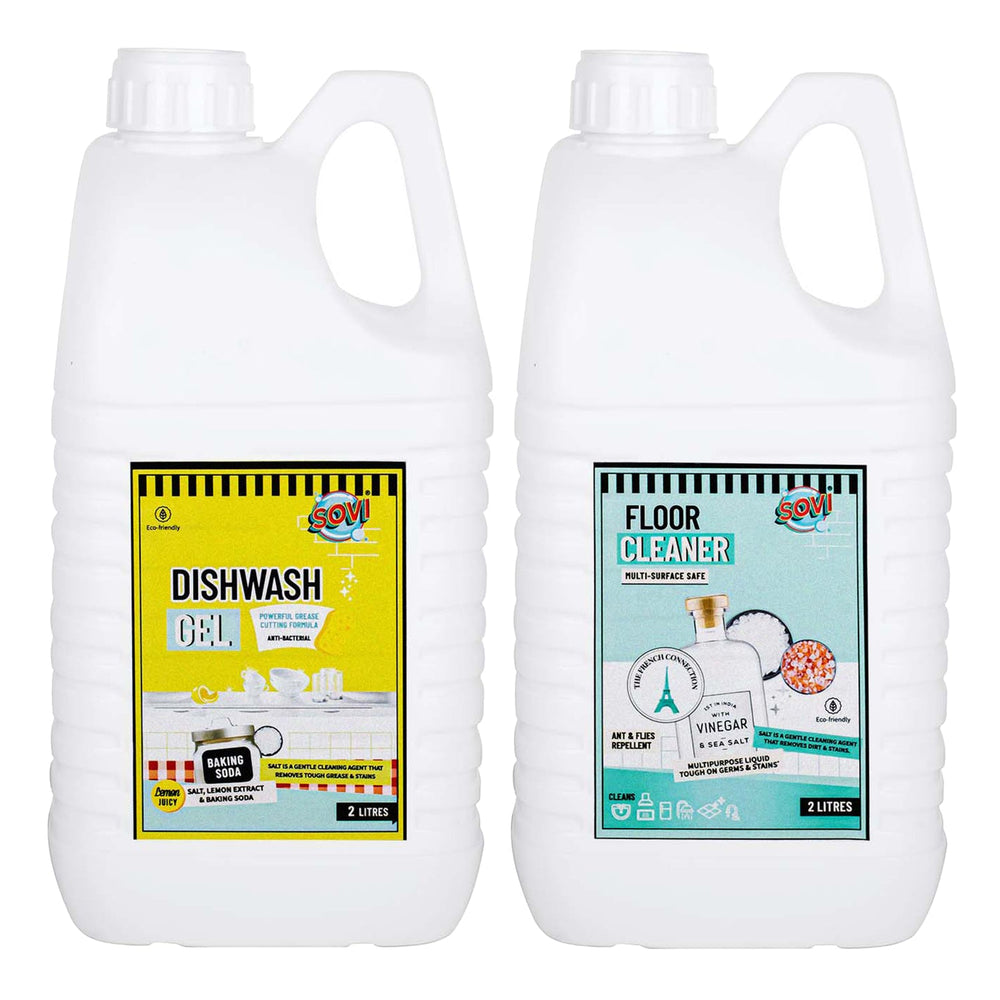SOVI® Floor Cleaner 2 Liters, | SOVI® Dishwash Liquid Gel 2 Liters, Pack of 2. - EarthBased