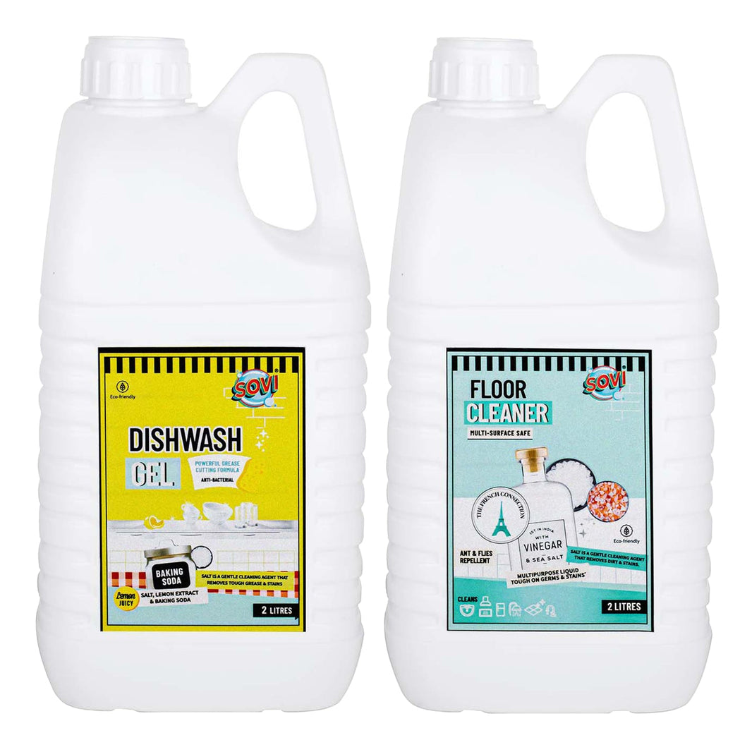 SOVI® Floor Cleaner 2 Liters, | SOVI® Dishwash Liquid Gel 2 Liters, Pack of 2. - EarthBased