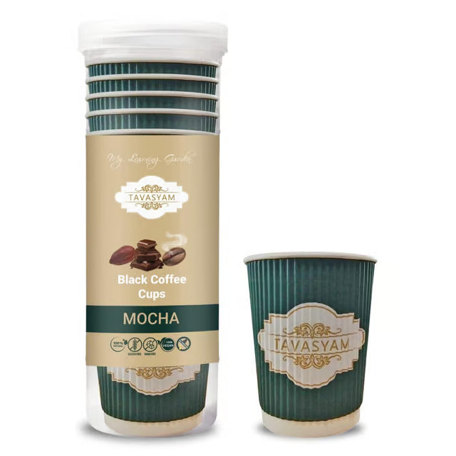 TAVASYAM Black Coffee Powder | Instant Coffee Powder | Mocha Flavoured Coffee | Vegan, Gluten Free & Sugar Free | No Additives | No-Drip Infusion Layer | Pre-Filled Coffee Cups 200ml | Pack of 12 Cups - EarthBased