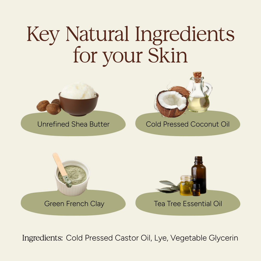 Green French Clay & Tea Tree Body Soap With Shea Butter - 100 Gm | Pack of 2 - EarthBased