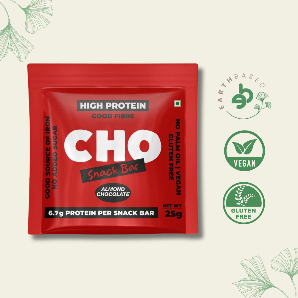 Aaj Pakao - CHO Almond Chocolate Protein Snack Bars | Pack of 6 | Daily Nutrition & Sustained Energy Bars | All Natural, No Added Sugar, No Preservatives | 150g Vegan product - EarthBased
