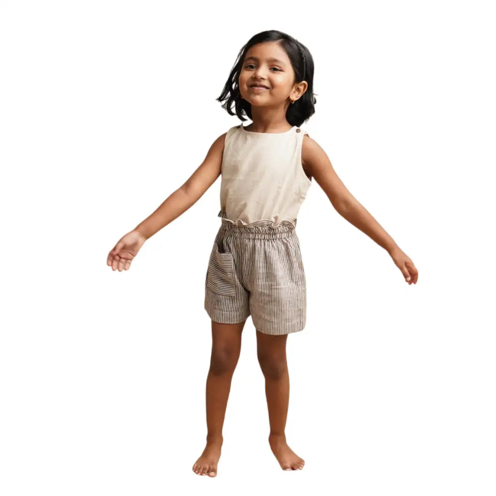 Frilly Fun Set' - Girls' Set with Crop Top and Frilly Shorts Set - EarthBased