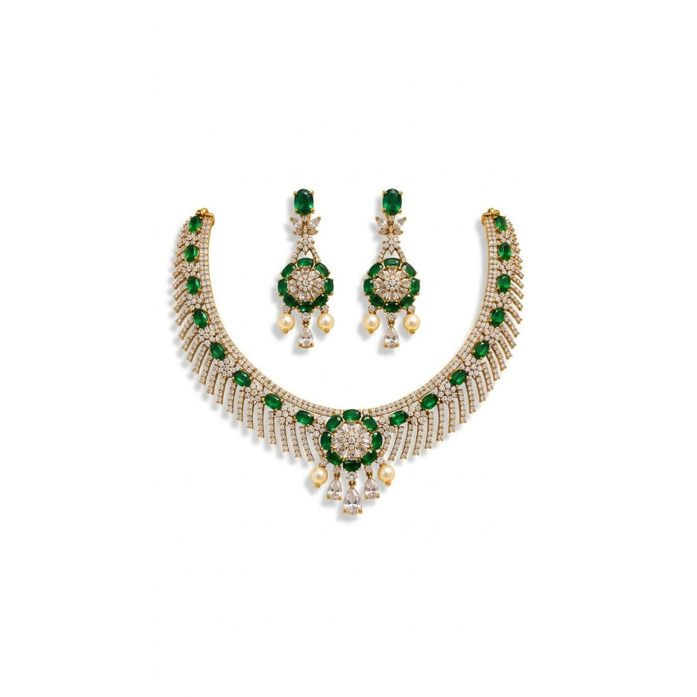 Emerald Fringe Necklace Set