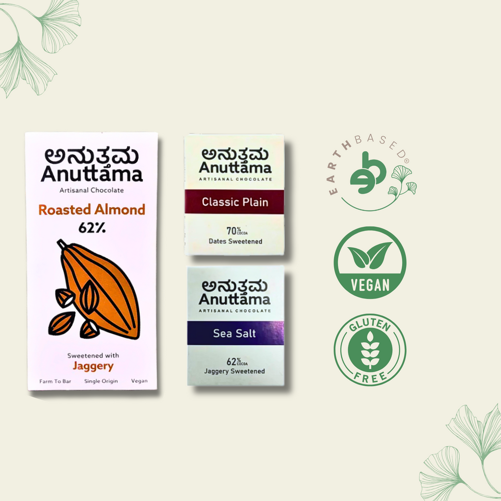 Anuttama | Dark Chocolate | Roasted Almond + Classic Plain+ Sea Salt | Combo - EarthBased
