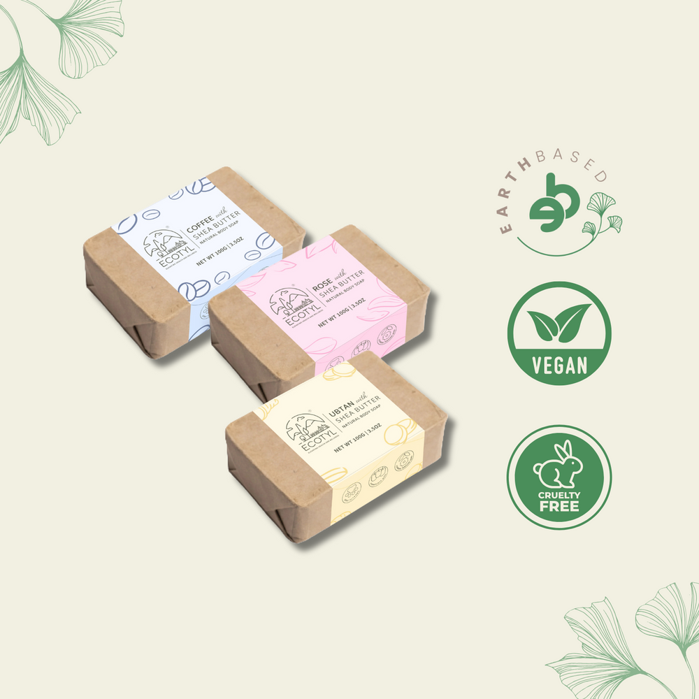 Ecotyl Shea Butter Soaps - Ubtan, Rose & Coffee - Set of 3 - EarthBased
