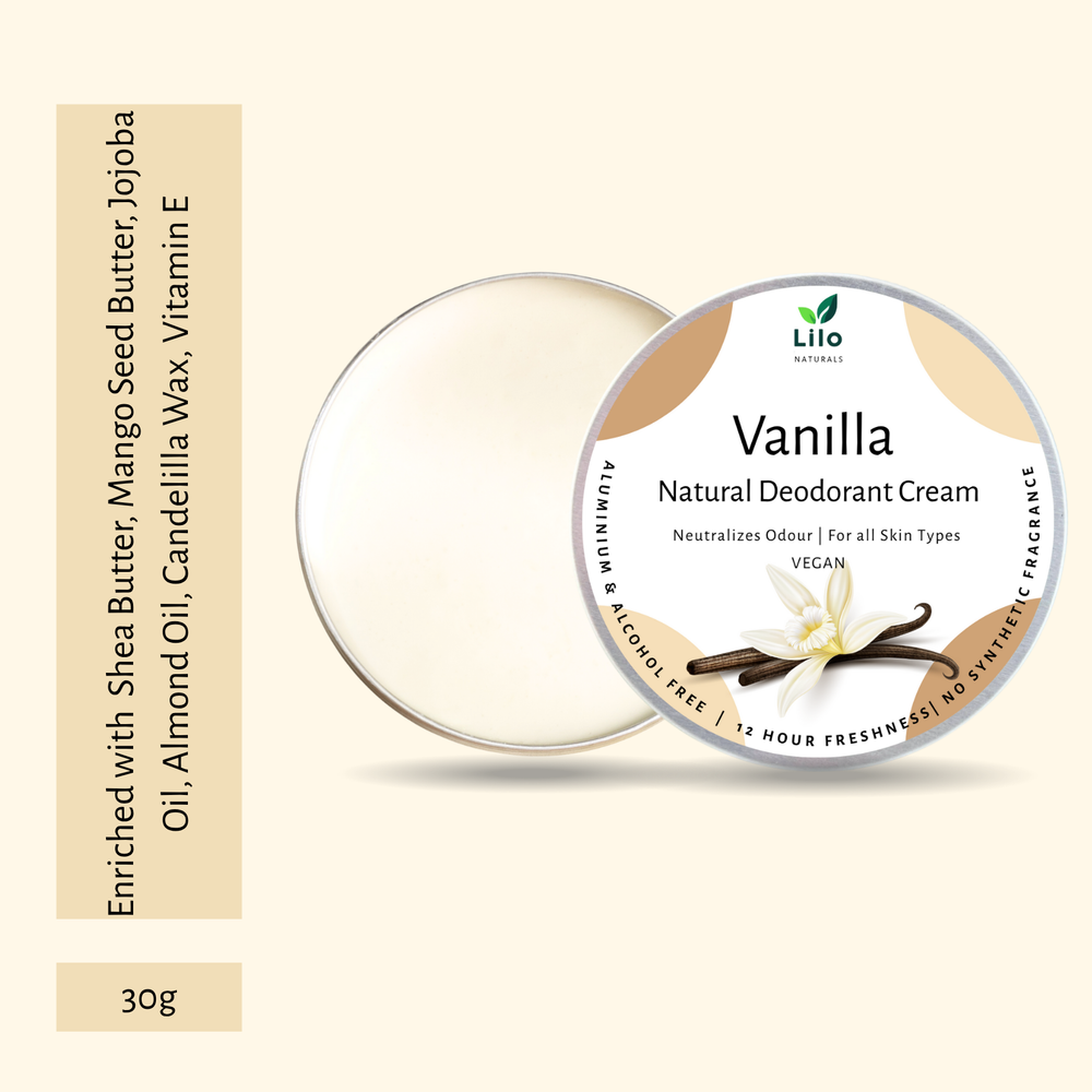 Natural Deodorant Cream | Vanilla | Enriched with Shea Butter, Mango Butter, Jojoba & Almond Oil - EarthBased