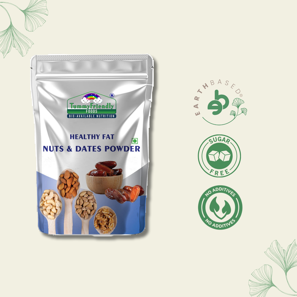 TummyFriendly Foods Premium Nuts and Dates Powder | Healthy Fat with Natural Sweetener - 100g Cereal (100 g) - EarthBased
