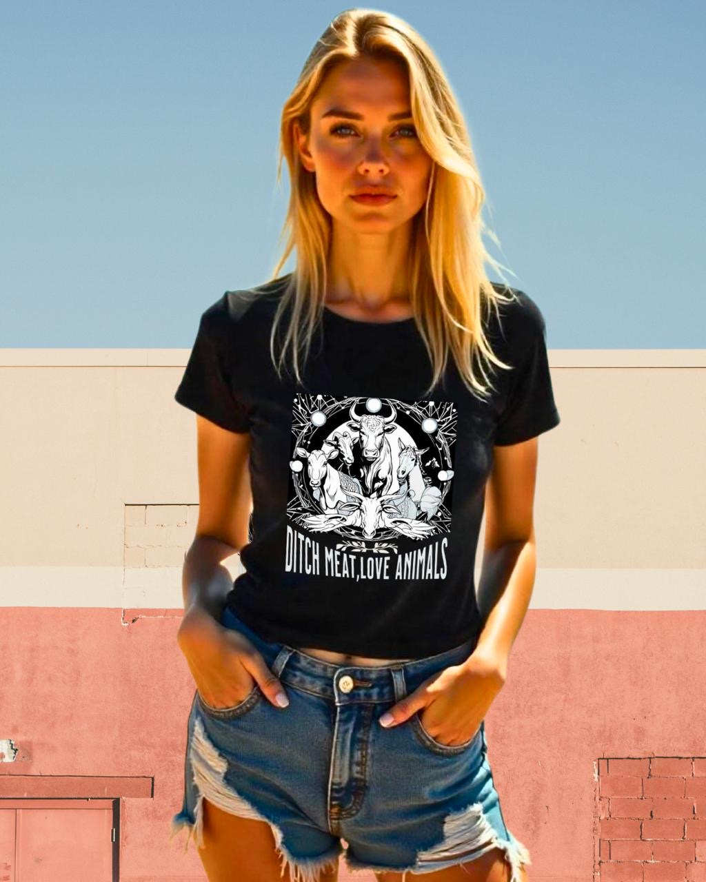 Ditch Meat, Love Animals - Women T-Shirt — Earthbased
