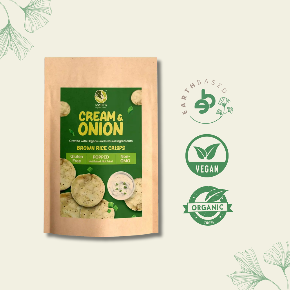 Brown rice Crips, Cream & Onion - 20g | Pack of 5 - EarthBased