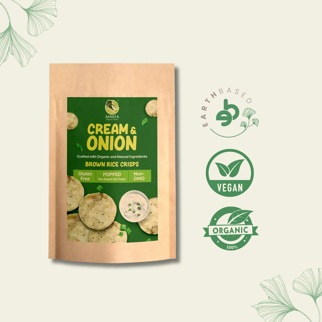 Brown rice Crips, Cream & Onion - 20g | Pack of 5 - EarthBased