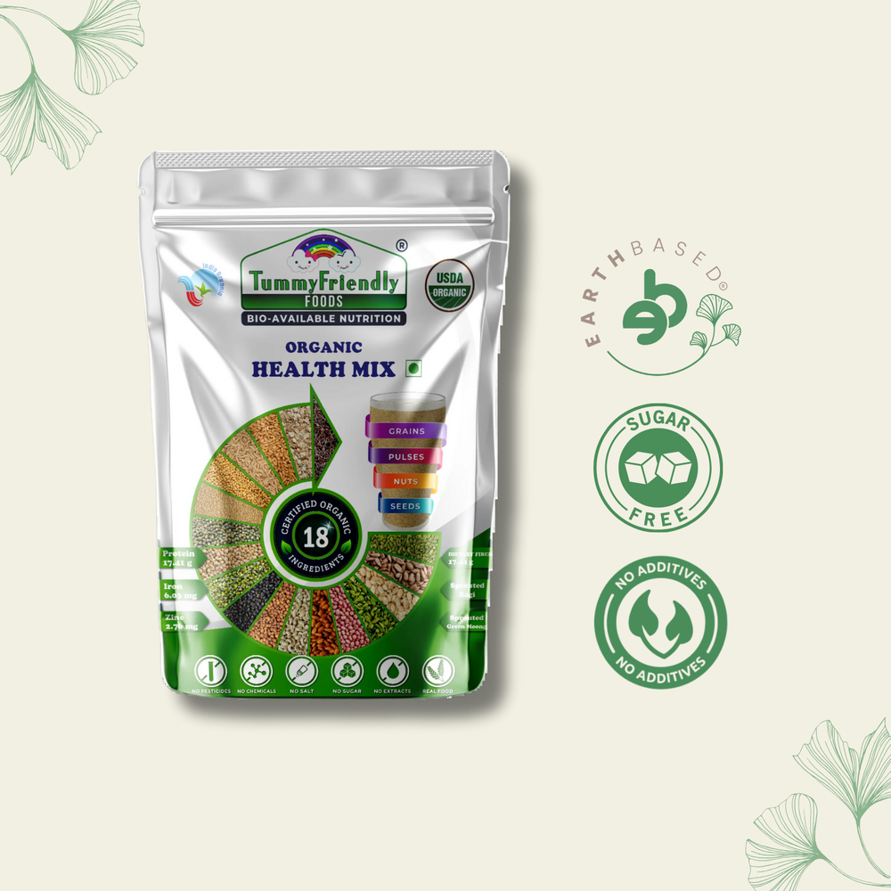 TummyFriendly Foods 100% Organic Health Mix for Kids and Adults. No Chemicals, No Pesticides, No GMO 500 g (Pack of 5) - EarthBased