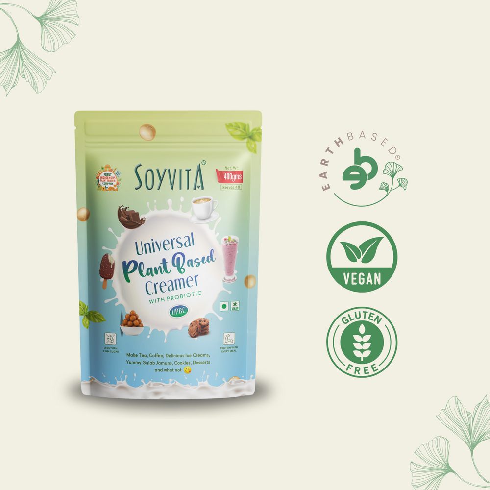 SOYVITA – UNIVERSAL PLANT BASED CREAMER WITH PROBIOTICS | NON DAIRY | Serves – 40 (400 Gms) - EarthBased
