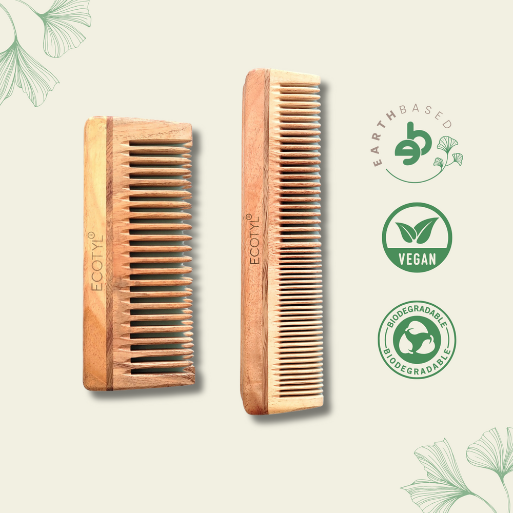 Ecotyl | Neem Wood Comb Combo (Detangling & Shampoo) - Set of 2 - EarthBased