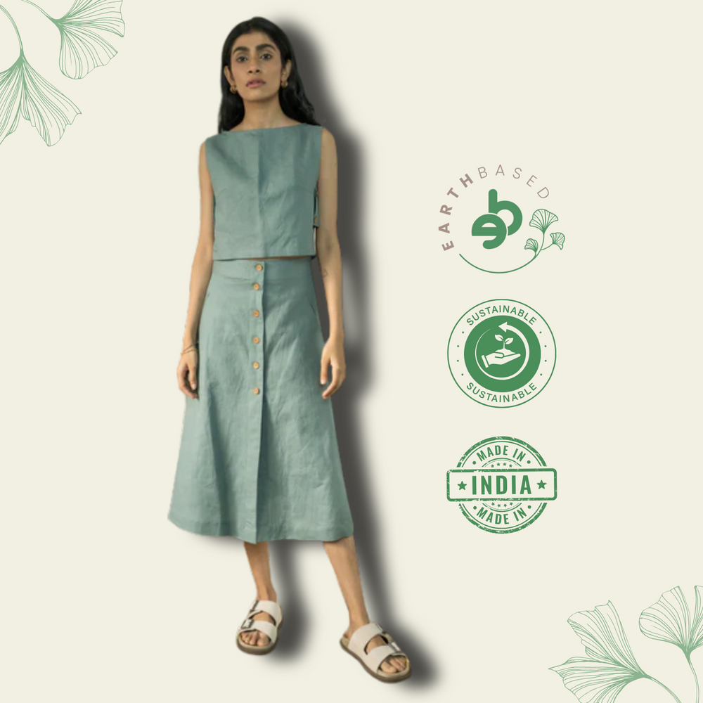 BUTTON-DOWN MIDI SKIRT - EarthBased