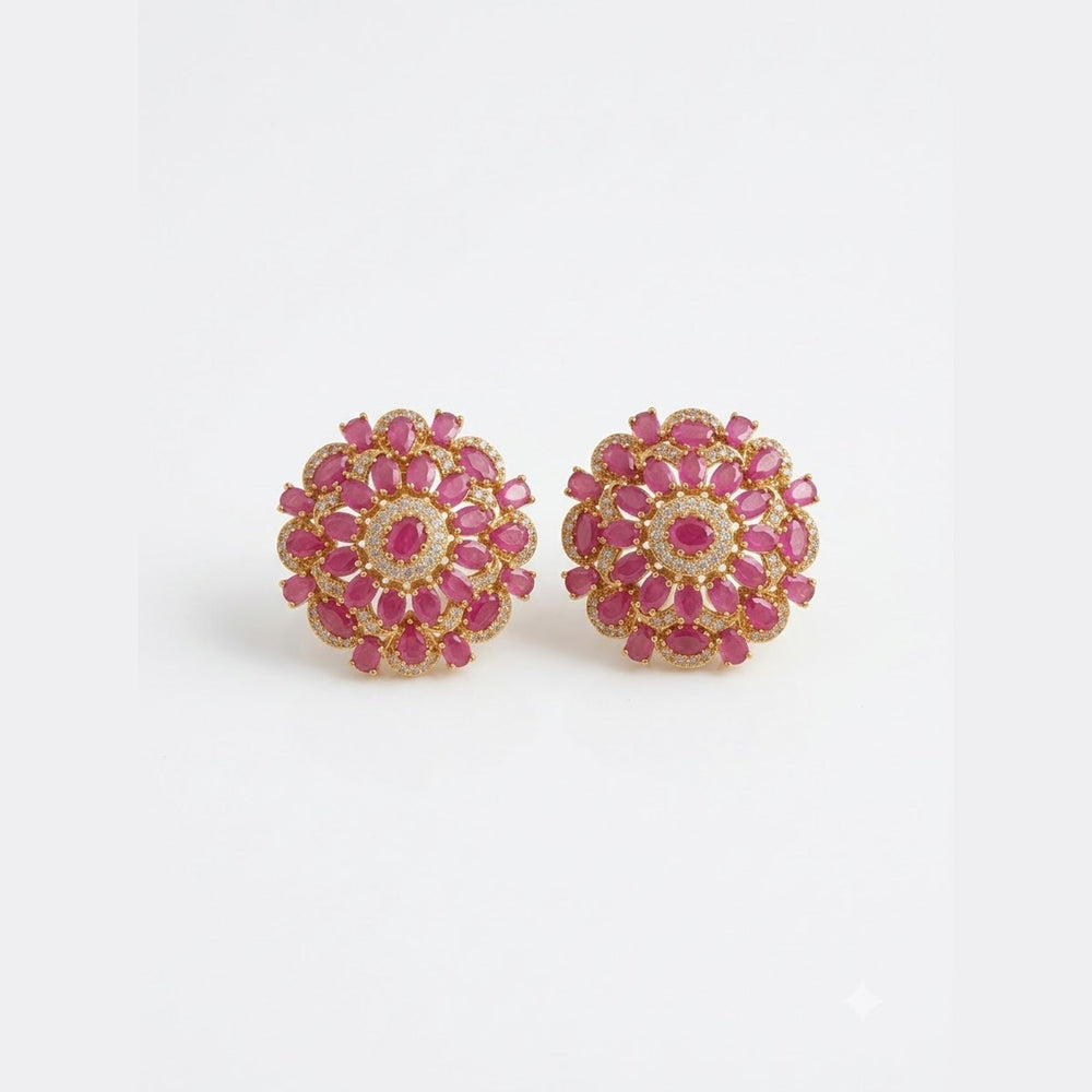 Ruby Flower Studs - view 2