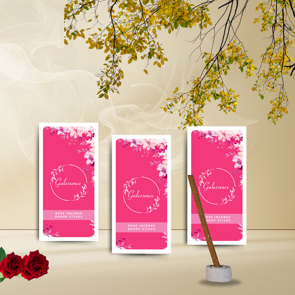 Rose Bamboo less Dhoop Sticks | Made from Temple Flower | Gulessence - EarthBased