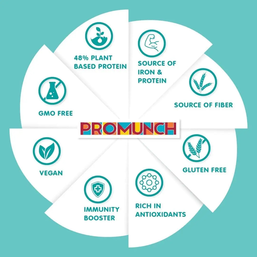 PROMUNCH Soya Snack |Gluten-FreePack of 3 Flavour: Noodle MasalaTangy Pudina & CheeseOnion -150G - EarthBased