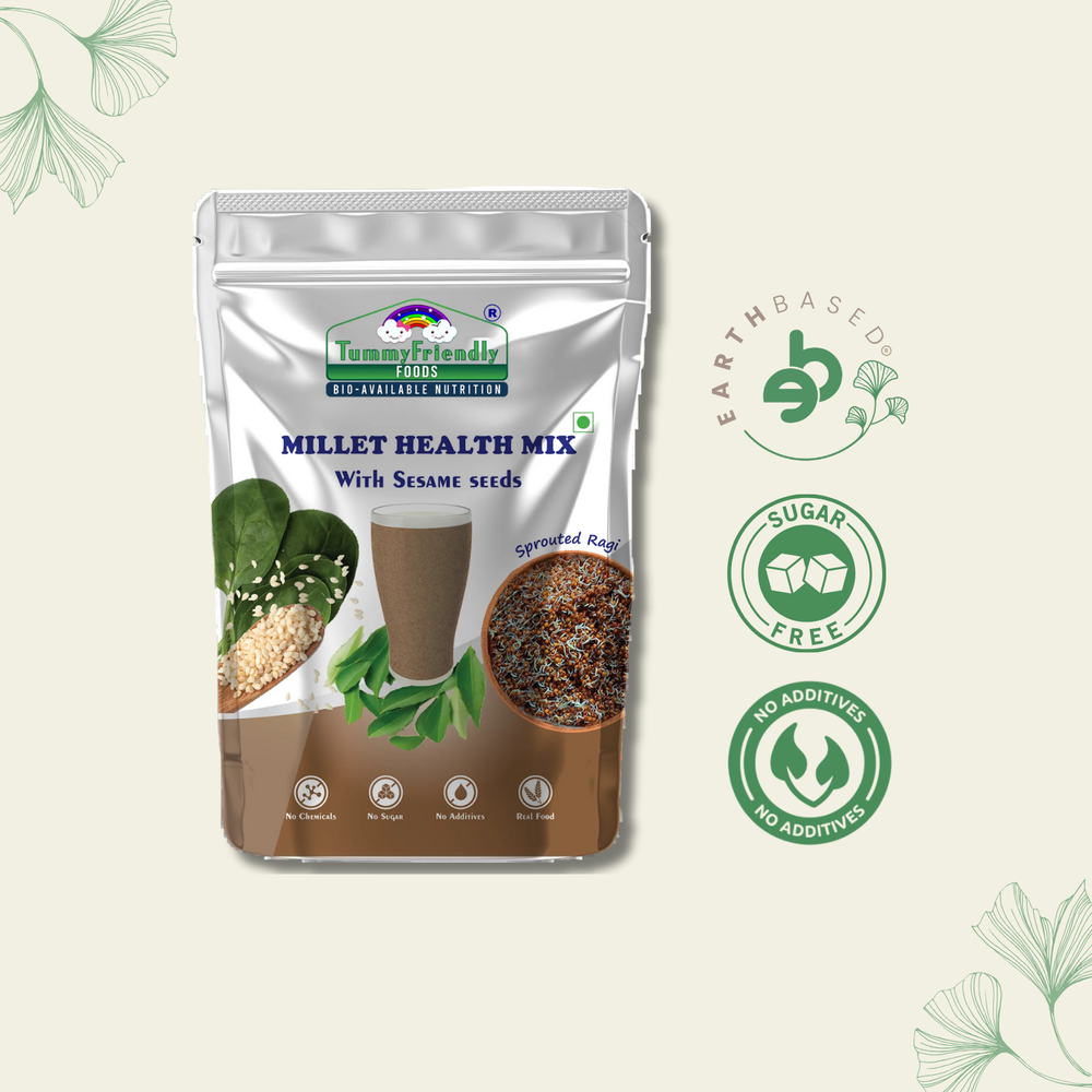Tummy Friendly Foods Organic Millet Health Mix With Sesame Seeds and Curry Leaves 800 g - EarthBased