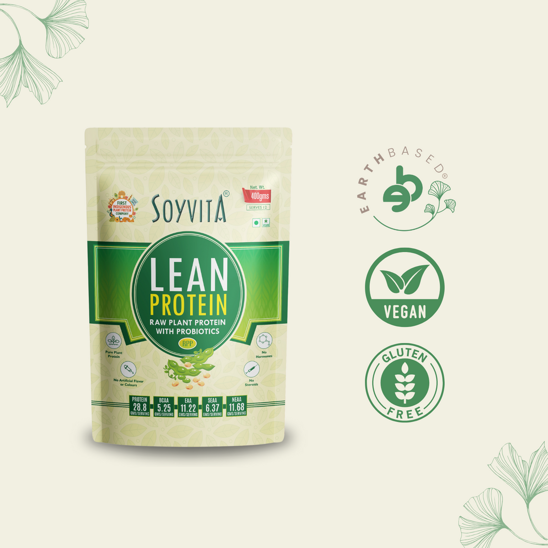 SOYVITA – LEAN PROTEIN WITH PROBIOTICS | NON DAIRY RAW PLANT PROTEIN | Serves – 12 (400 Gms) - EarthBased