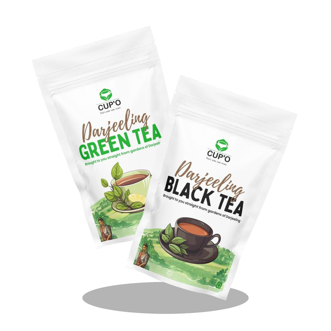CUP'O Darjeeling black and green tea combo pack of 2