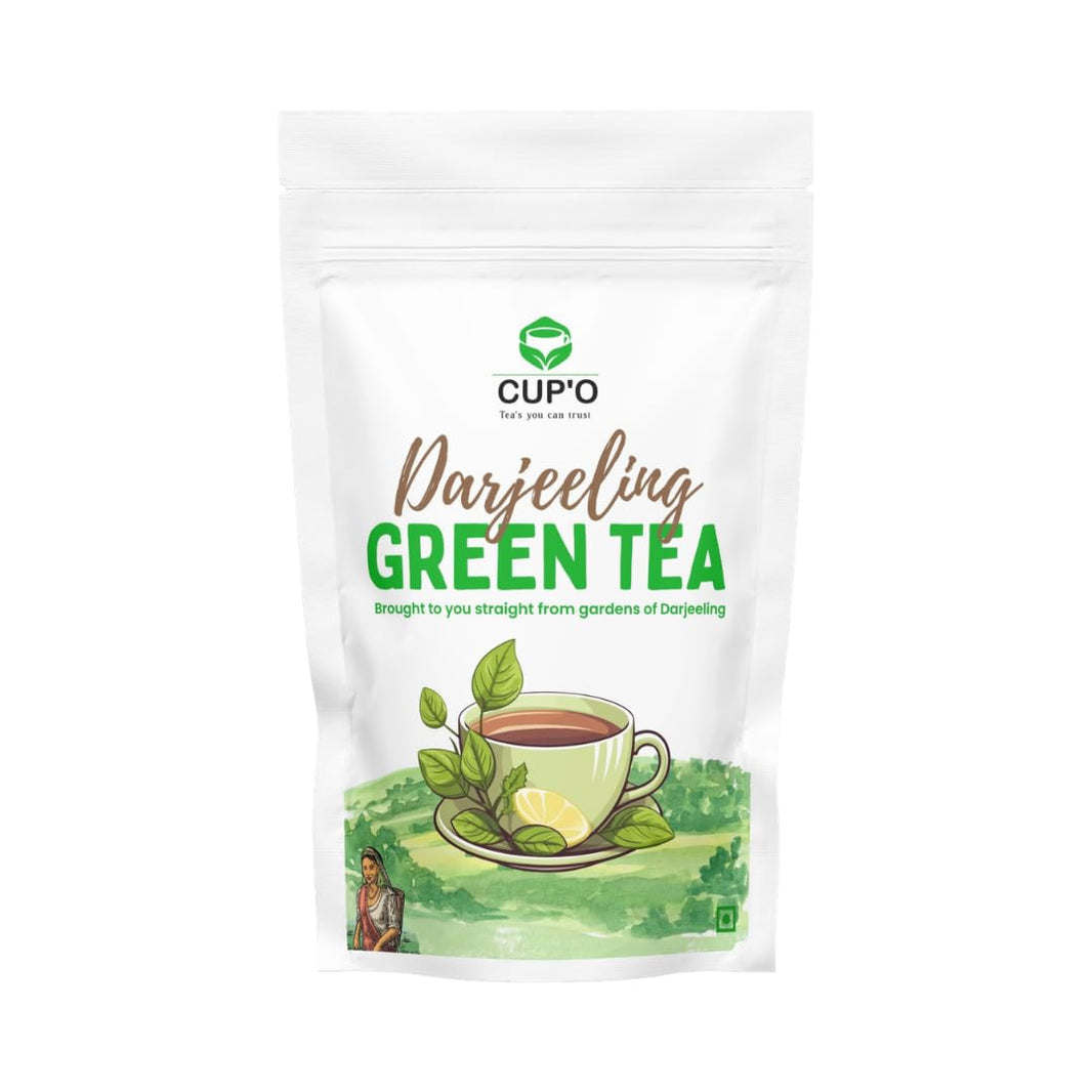 CUP'O Darjeeling green tea 100g zipper pouch front